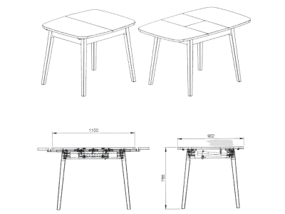 Mesa extensível de madeira no acabamento marrom amendoado / Coleção Scandian